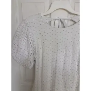 Free People White Apricot Rose Mini Dress M Eyelet Puff Sleeve Bride Rush Hoco thumbnail 6