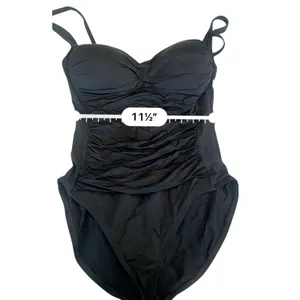 La Blanca Women's One Piece Swimsuit Black Strapless Halter Ruched Size 12 thumbnail 8