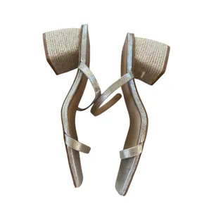 Splendid Aged Metallic Silver Strappy Chunky Rope Heel Sandals thumbnail 4