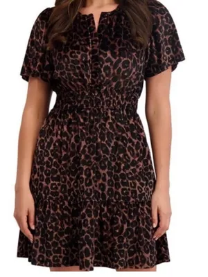 French Connection Girls' Leopard Velvet Dress - Brown and Black thumbnail 9