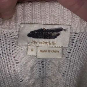 Kate Spade cream wool/cashmere cable knit ruffled hem S romantic royalcore sweat thumbnail 4