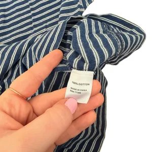 Vintage Hi-Line Size S Vneck Henley‎ Blue Stripe Oversized Cotton Long Sleeve thumbnail 4