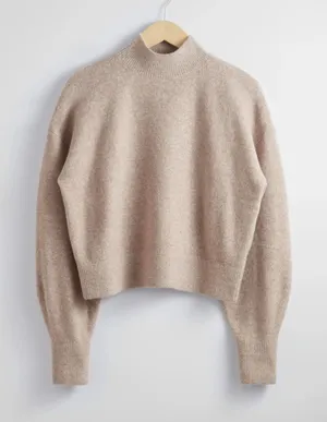& Other Stories Paris Atelier‎ Mock Neck Sweater Beige Mohair Wool S Minimalist thumbnail 1