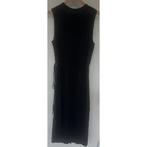 Vince Black Sleeveless Pima Cotton Maxi Waist Tie Dress L Minimal Capsule Luxury thumbnail 6