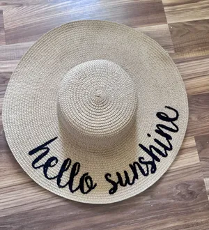 Yellow Sunshine Paper Brown Floppy Sun Hat thumbnail 1
