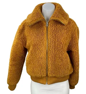 Aritzia Wilfred Free Teddy Brown High Neck Long Sleeve Bomber Coat Jacket Sz XXS thumbnail 1