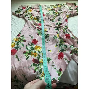 Milly Audrey Dress in Petal Silk Wrap Mini Dress W6 Pink/Green thumbnail 7