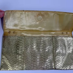 Jessica McClintock Gold Snake Embossed Metallic Clutch‎ Evening Bag thumbnail 8