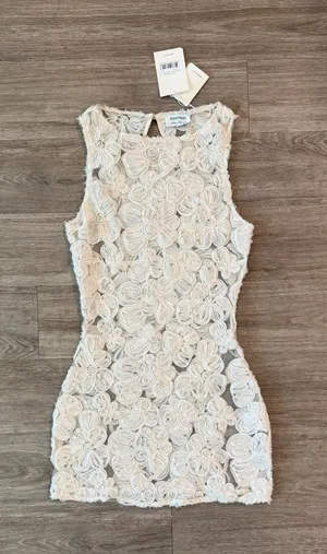 NWT Peppermayo Candace Mini Dress in Ivory, Size 4 thumbnail 1