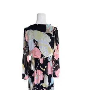 Lulu's - NWT Wondrous Water Lilies Black Floral Print Maxi Dress Sz M thumbnail 7