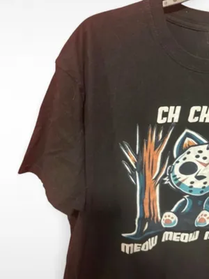 Horror Cat "Ch Ch Ch Meow" Jason Voorhees Tee XL thumbnail 4