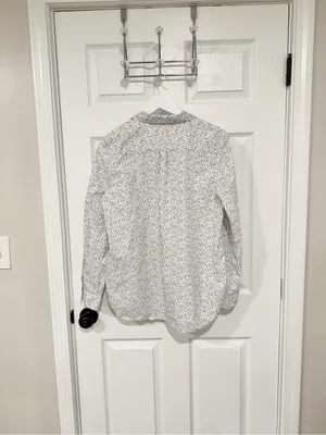 Garnet Hill White Speckle Pima Cotton Quiet Luxury Button Front Size 12 Shirt thumbnail 7