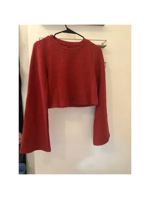 Band of the Free NWT Womens Alize Long Bell Sleeve Crop Top Orange Crop Top S thumbnail 3