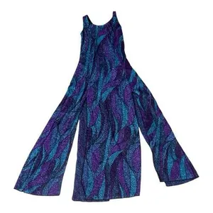 Women Unitard Maxi Dress Size S Ballroom Leotard Split Dress Purple Glitter thumbnail 4