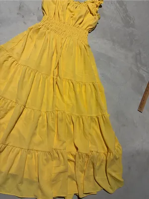 Alex Marie Bentley pebble crepe scoop neck Sleeveless Yellow Tiered Dress medium thumbnail 5