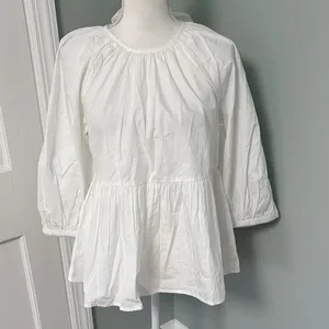 NWT Mud‎ Pie White Peplum Blouse Bow Back Size Small thumbnail 3