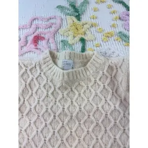 West of Melrose‎ Cream Cable Knit Balloon Sleeve Sweater Ivory XS Honeycomb thumbnail 7