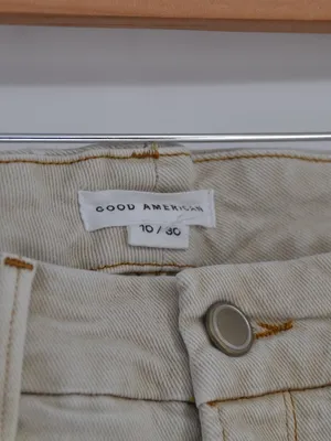 Good American Good Classic Jeans Womens 10 Bone Beige Skinny Ankle Slit Stretch thumbnail 8