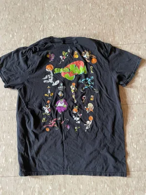 Looney Tunes original space jam double sided black large t shirt good condition thumbnail 5