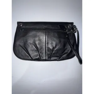 Coach Black‎ Leather Pleated Flap Wristlet Handbag Small Purse Bag L thumbnail 3