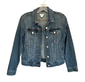 J.Crew Womens Medium Wash Denim Trucker Jacket XS Blue Cotton Button‎ Up Pockets thumbnail 1