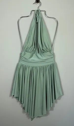 Lucy in the Sky Sage Green Halter Mini Dress with Built-In Shorts S thumbnail 1