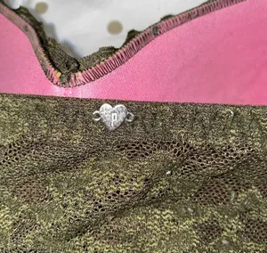 PINK Victoria's Secret Olive Lace Wireless Bralette thumbnail 3