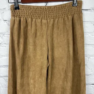 Earthbound Trading Co Faux Suede Wide Leg Brown Pant Boho Hippie Retro‎ Comfy S thumbnail 5