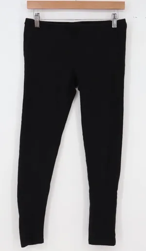 HUE Leggings Womens M Solid Black Cotton Blend Stretch Comfort Excellent thumbnail 1