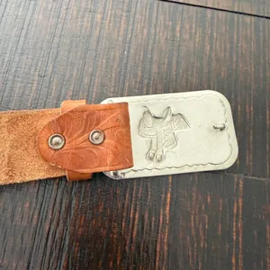 Tooled Leather Saddle Buckle Women's Belt 36 Brown Floral Buckle Western Floral thumbnail 5