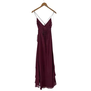 Lulus In Love Forever Plum Lace-Up High-Low Maxi Dress size S NWT thumbnail 4