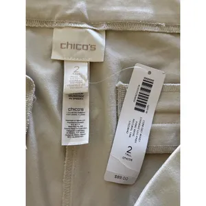 Chico's Comfort Waist Straight Leg Pants Natural Tan 570226142‎ Size 2 Tall NWT thumbnail 3