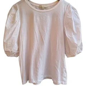Anthropologie Eri + Ali White Puff Sleeve Top thumbnail 1