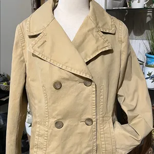 Banana Republic Women's Beige Pea Coat size L thumbnail 2