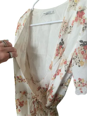 Abercrombie & Fitch Floral Flutter Sleeve Wrap Mini Dress Small Cottagecore thumbnail 4