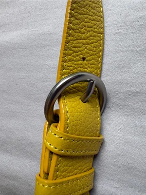 Danier Yellow Genuine Pebbled Leather Hobo Shoulder Bag Silver Hardware thumbnail 14