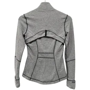 Lululemon Define Nulu Track Jacket 4 Black Gray Heatherbone Full Zip Thumbholes thumbnail 2