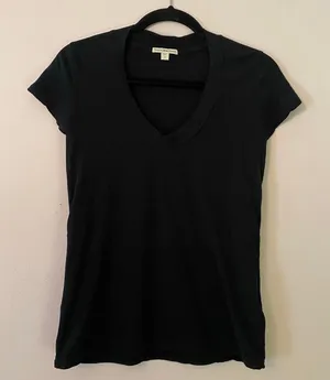 Standard James Perse Black V-neck T-Shirt Short Sleeve Tee Cotton size 1 / Small thumbnail 1