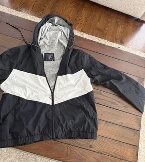 Abercrombie & Fitch Women Medium Black Full Zip Hooded Windbreaker Jacket thumbnail 1