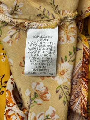 Umgee Mustard Yellow Floral Boho Faux Wrap Ruffle Dress Medium thumbnail 5