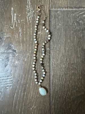Earthbound Jade Mini Bead Pendant Necklace thumbnail 2