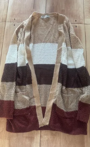 Love Change Italy Womens Large Colorblock Striped Open‎ Front Cardigan Sweater thumbnail 1