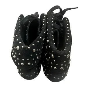 Schutz Evie Suede Studded Moccasin Boots Women's Black Size 7 B thumbnail 3