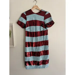 MAEVE Anthropologie Short Sleeve Sequin Striped Mini Dress Size XXS thumbnail 4