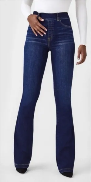 Spanx Midnight Shade Pull On Flare Jeans Sz.L thumbnail 1