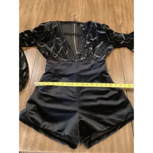 Bronx And Bronco black Maria Velvet V neck Romper Size Small thumbnail 8