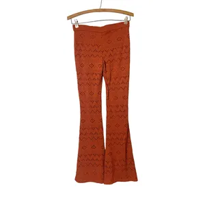 Women American Eagle Flare Laser Cut Crochet Boho Festival Pants Orange Size XS thumbnail 3