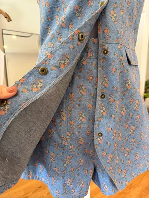 Floral denim romper thumbnail 5
