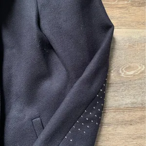 Zara Black Wool Blend Trench Coat with Studded Sleeves M thumbnail 2