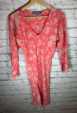 Indie Ella Bohemian pink floral‎ silk dress women’s size small thumbnail 1